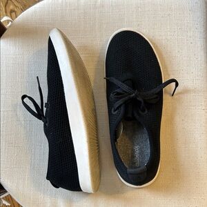 allbirds Black Knit Lace-Up Sneakers with White Soles